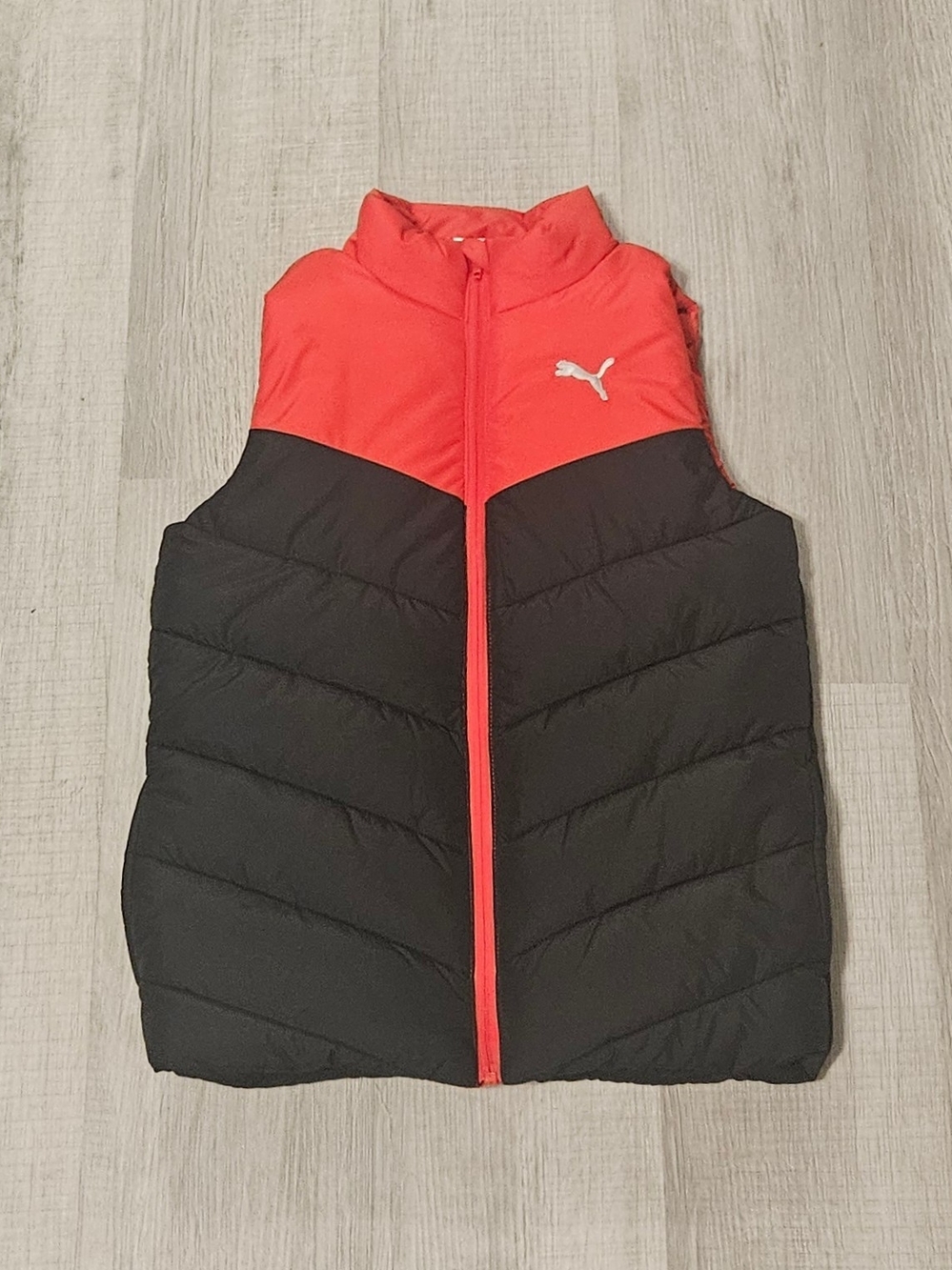 Puma Kids Red Black Colorblock Puffer Vest